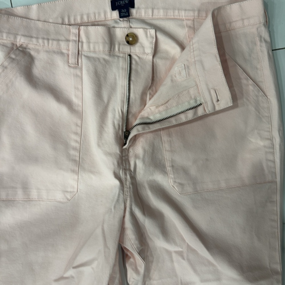 J. Crew Pink Pastel Cotton Utility Cropped Ankle Pants.  Sz 32 - Picture 5 of 10